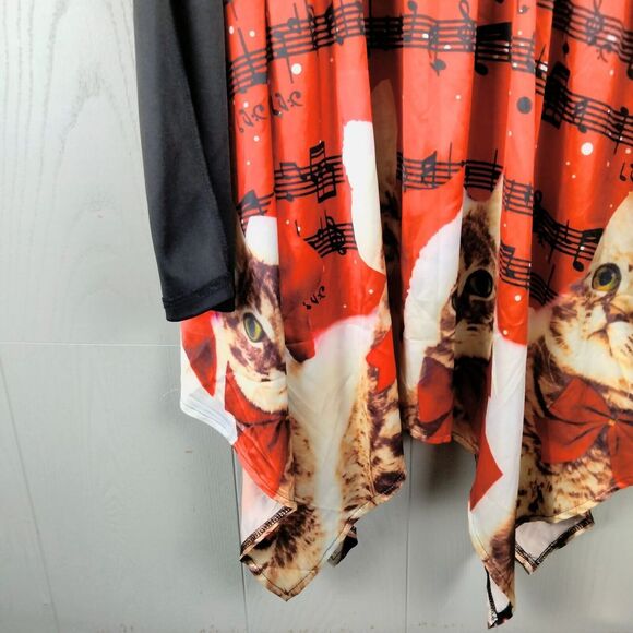 Rose Gal Christmas Cat Dress 1X 16 Black Kittens Holiday Party Sexy Off Shoulder - Picture 4 of 14